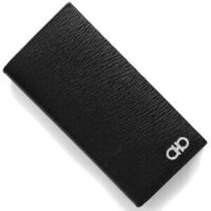 Salvatore Ferragamo Revival Double Gancini Long Wallet Black Red